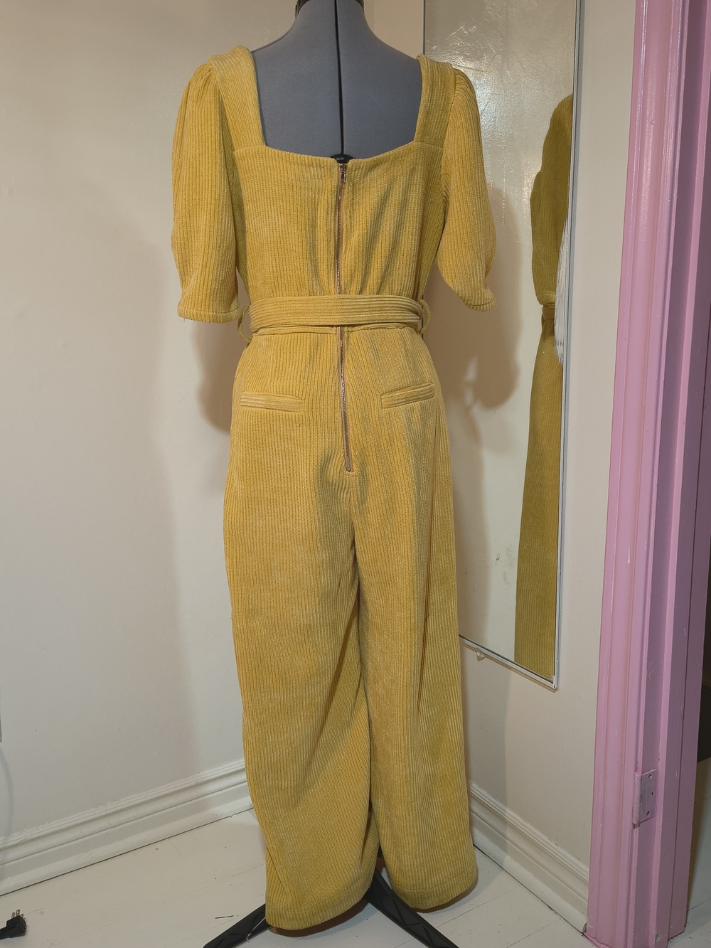 En Saison Yellow Corduroy Jumpsuit with Zip Detail - Picture 5 of 13